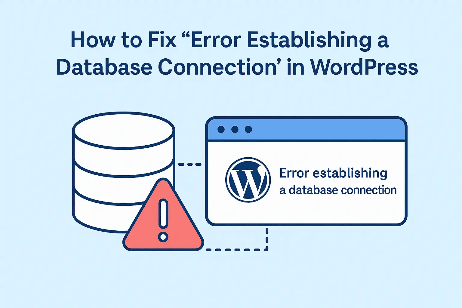 WordPress error establishing a database connection message on screen